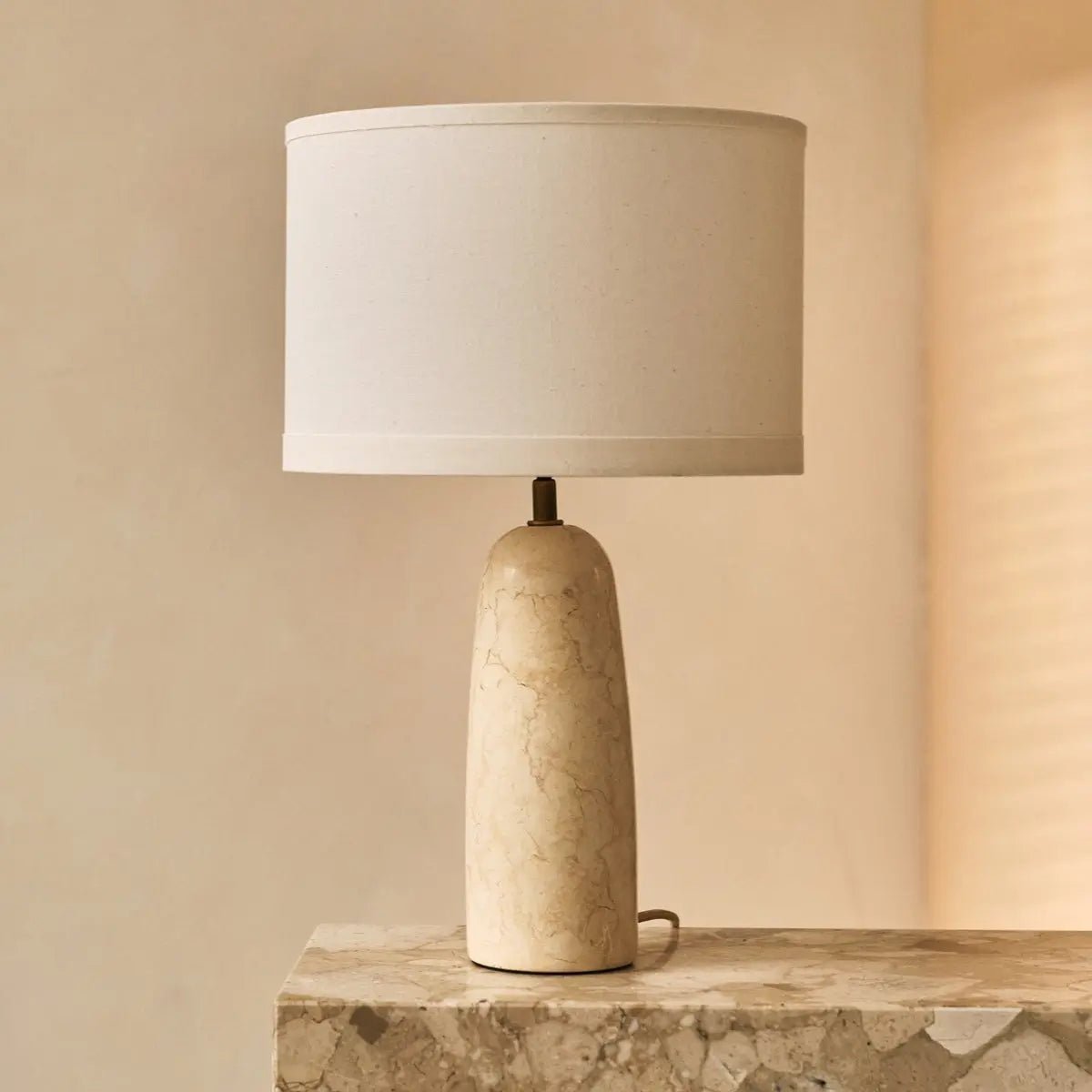Charlotte Marble Table Lamp with Cotton Shade