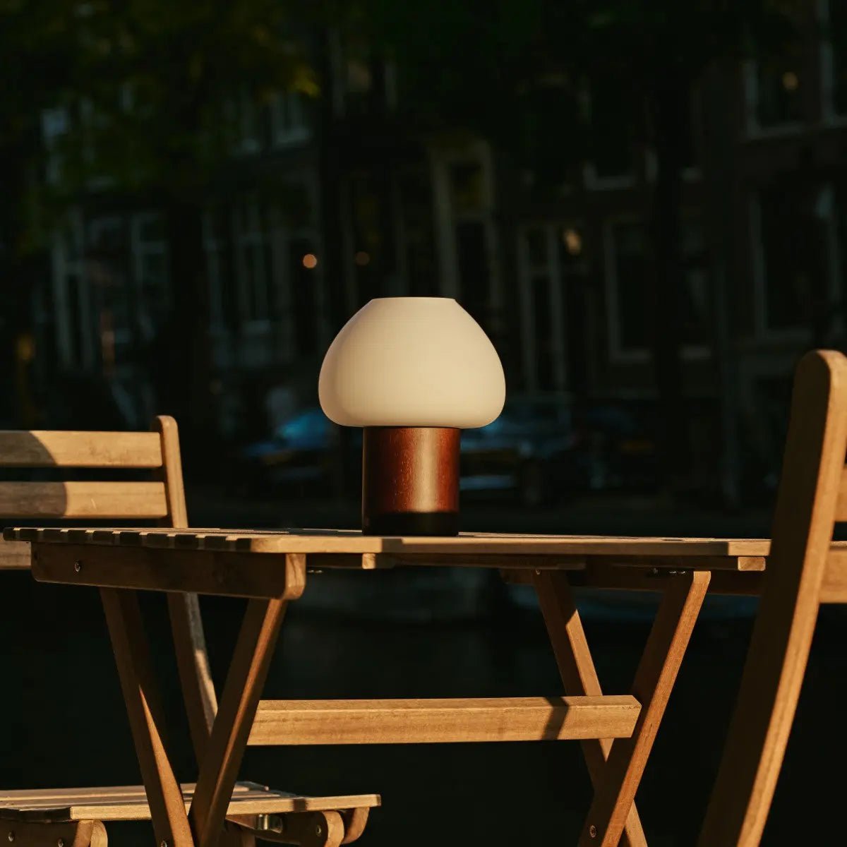 Fynn Dark Brown Rechargeable Wooden Table Lamp