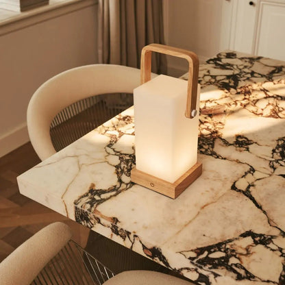 Harper Light Brown Rechargeable Wooden Table Lamp