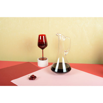 Elegant glass carafe with handle 31cm, stylish tableware and home decor | CozyVibe


