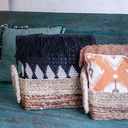 Kapauku Storage Basket – Handwoven Seagrass & Banana Fibre Design - CozyVibe.eu