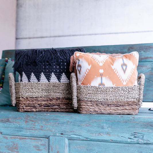 Kapauku Storage Basket – Handwoven Seagrass & Banana Fibre Design - CozyVibe.eu