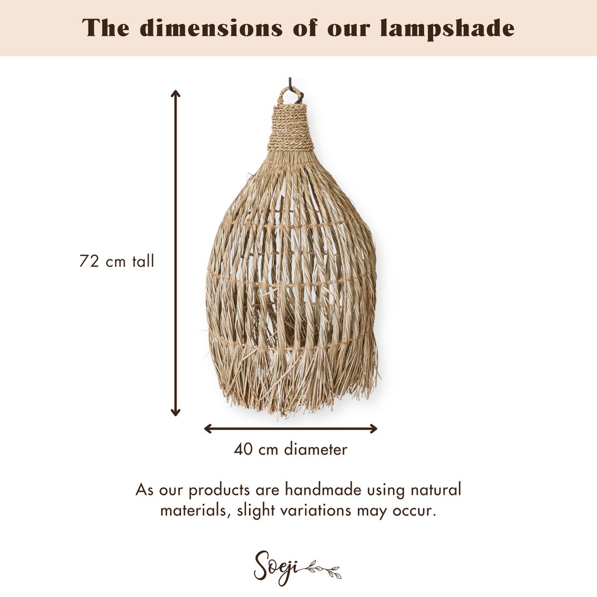 LAMPUNG Seagrass Ceiling Light – Large Boho Pendant Lampshade - CozyVibe.eu