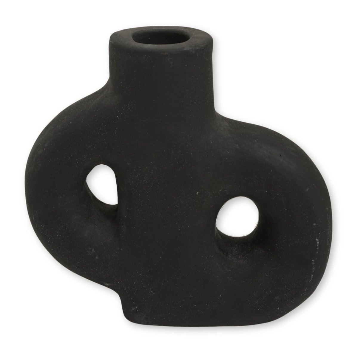 LEMBAH Vase – Black Clay Vase for Dried Flowers - CozyVibe.eu