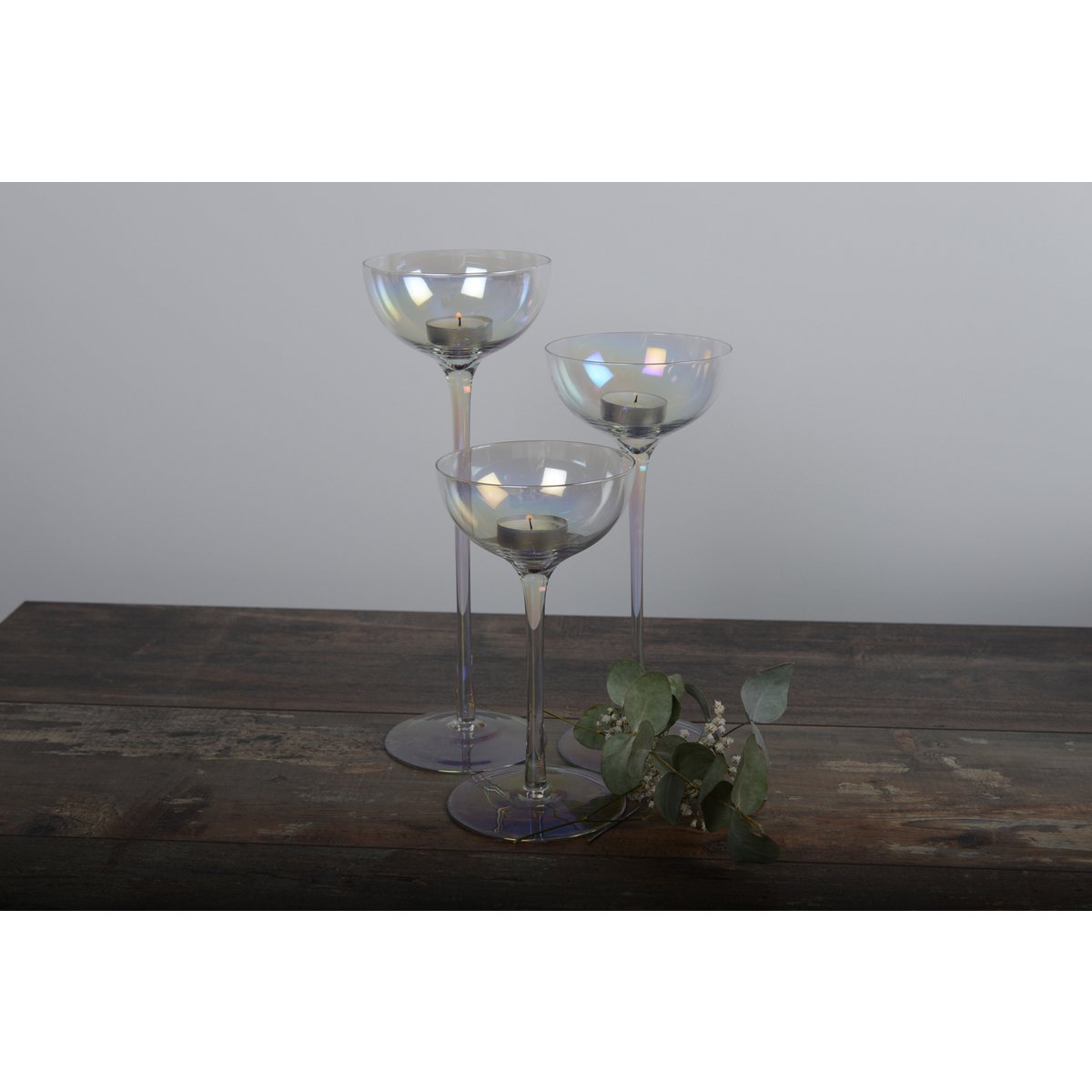Lot of 3 glass pearly candle holder - CozyVibe.eu