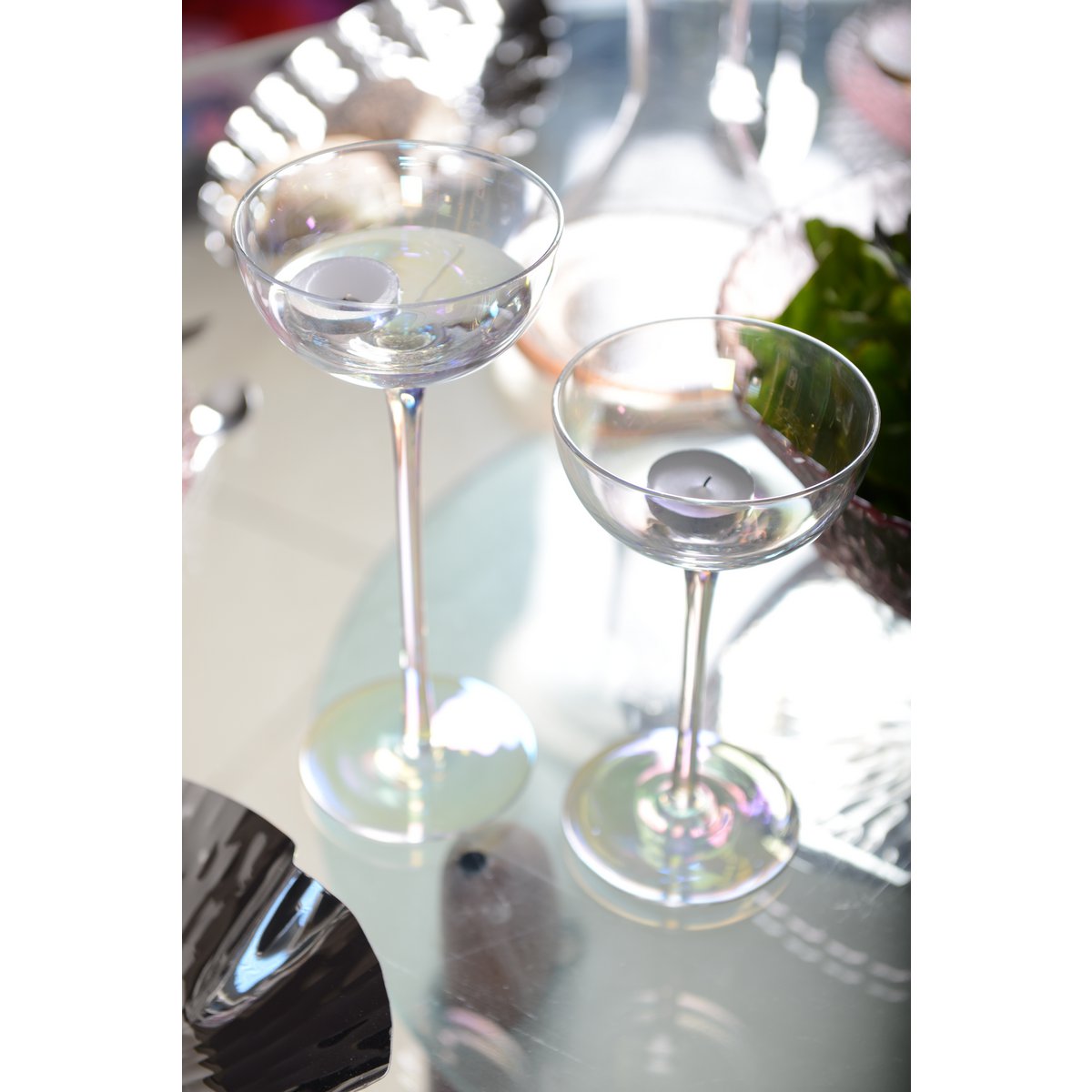 Lot of 3 glass pearly candle holder - CozyVibe.eu