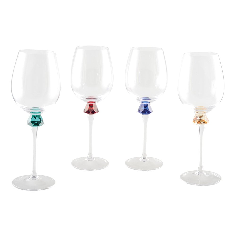 Lot of 4 wine glasses with extra accent on foot - CozyVibe.eu