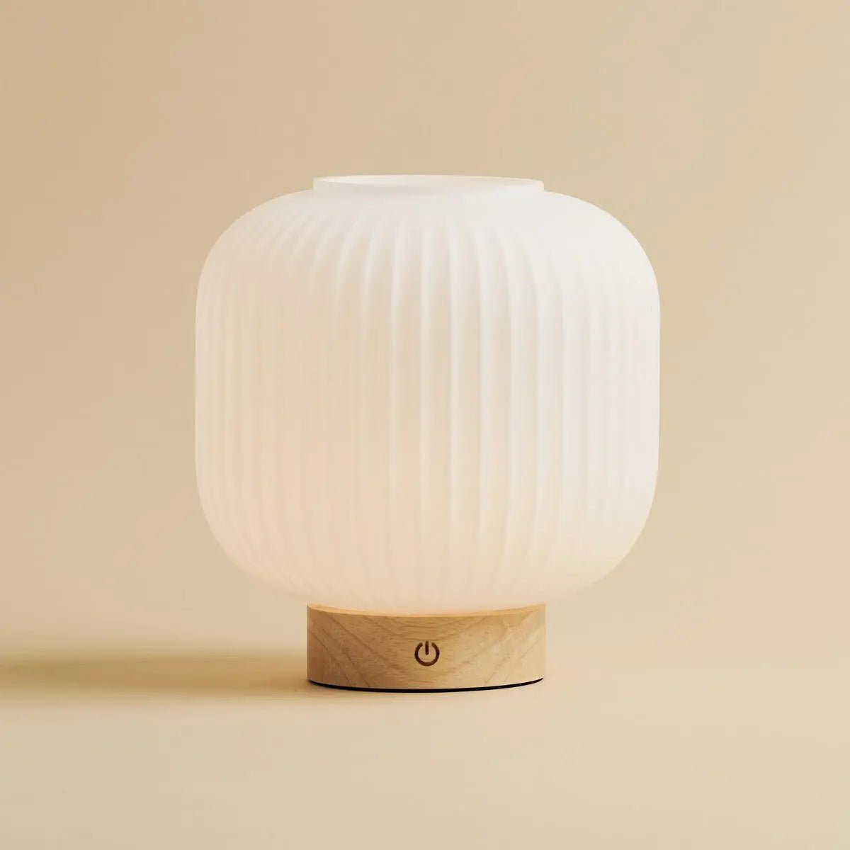 Lyla Unique – Rechargeable Lamp | Frosted Glass & Wooden Base - CozyVibe.eu