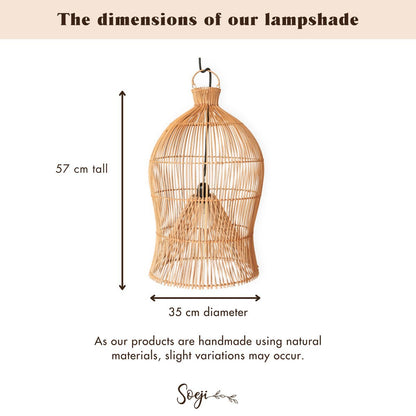 MAHARA Rattan Lampshade – Handmade Boho Ceiling Pendant Light - CozyVibe.eu