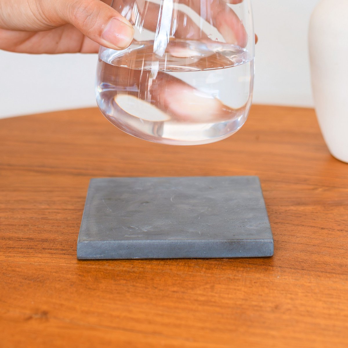 MEWALI Grey Marble Coasters – Handmade Square Glass Coaster Set - CozyVibe.eu
