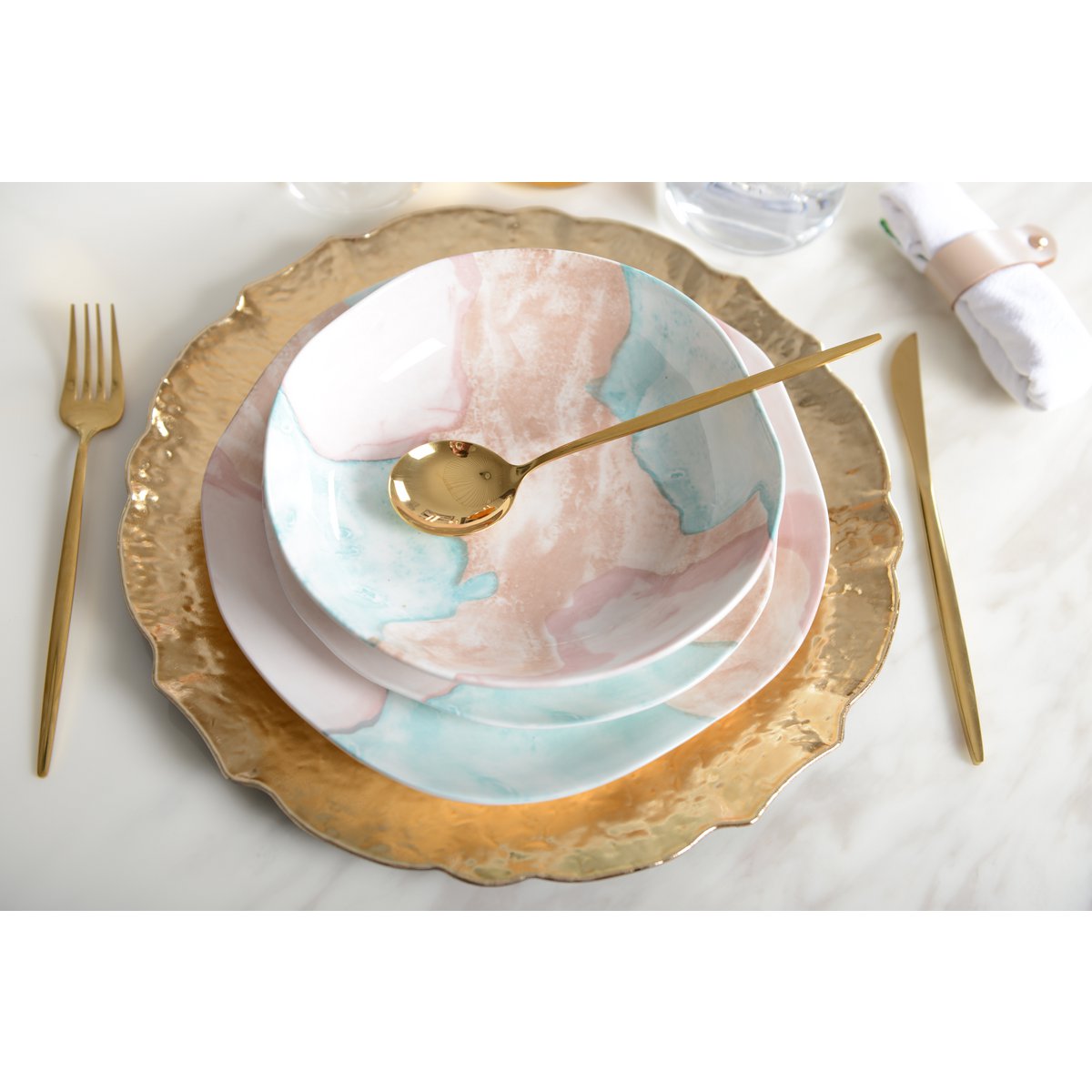 Porcelain bowl with vibrant multicolor design