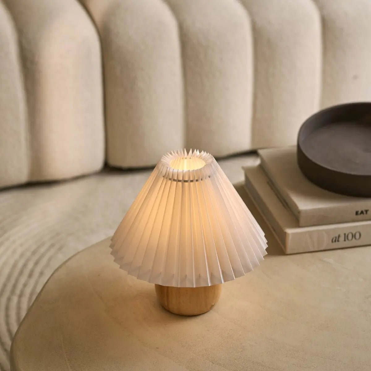 Nathalie Light Brown tafellamp – Oplaadbaar en dimbaar