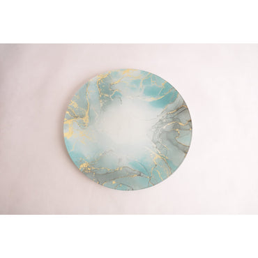 Ocean Glass Plate 30cm – Elegant Blue Marble Table Design - CozyVibe.eu