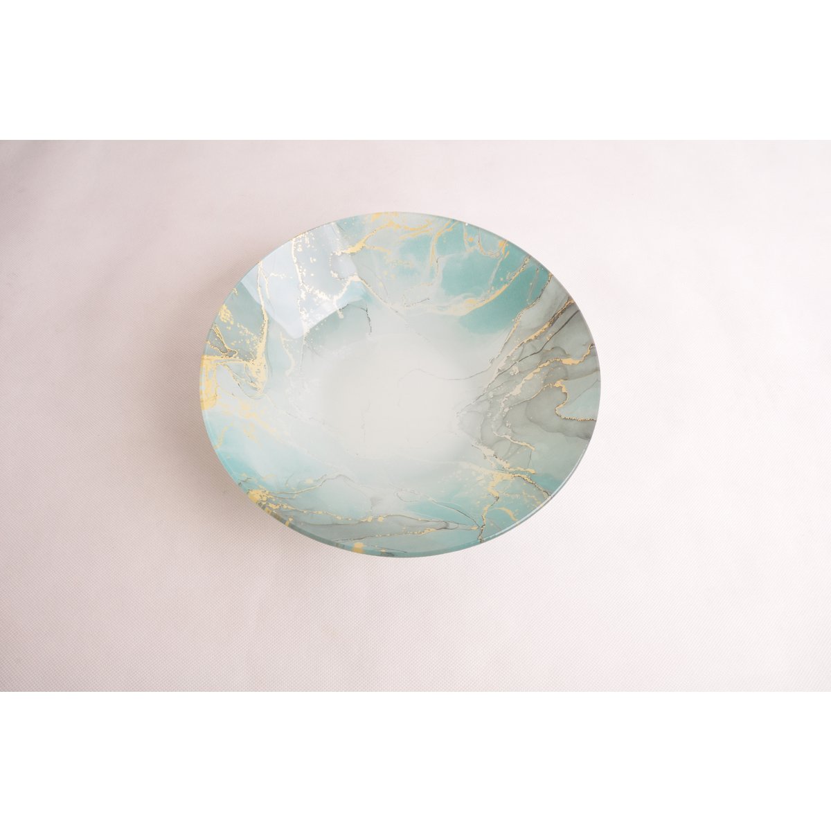 Ocean glazen saladeschaal – Blauw marmerpatroon, 25 cm