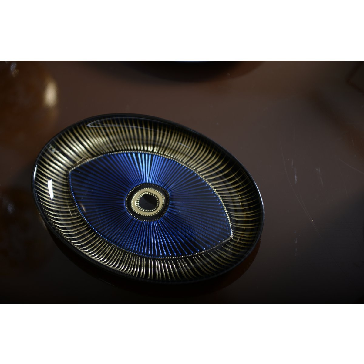Oval Eye Plate Dark 22x15.5cm glass serving dish, kitchen decor | CozyVibe