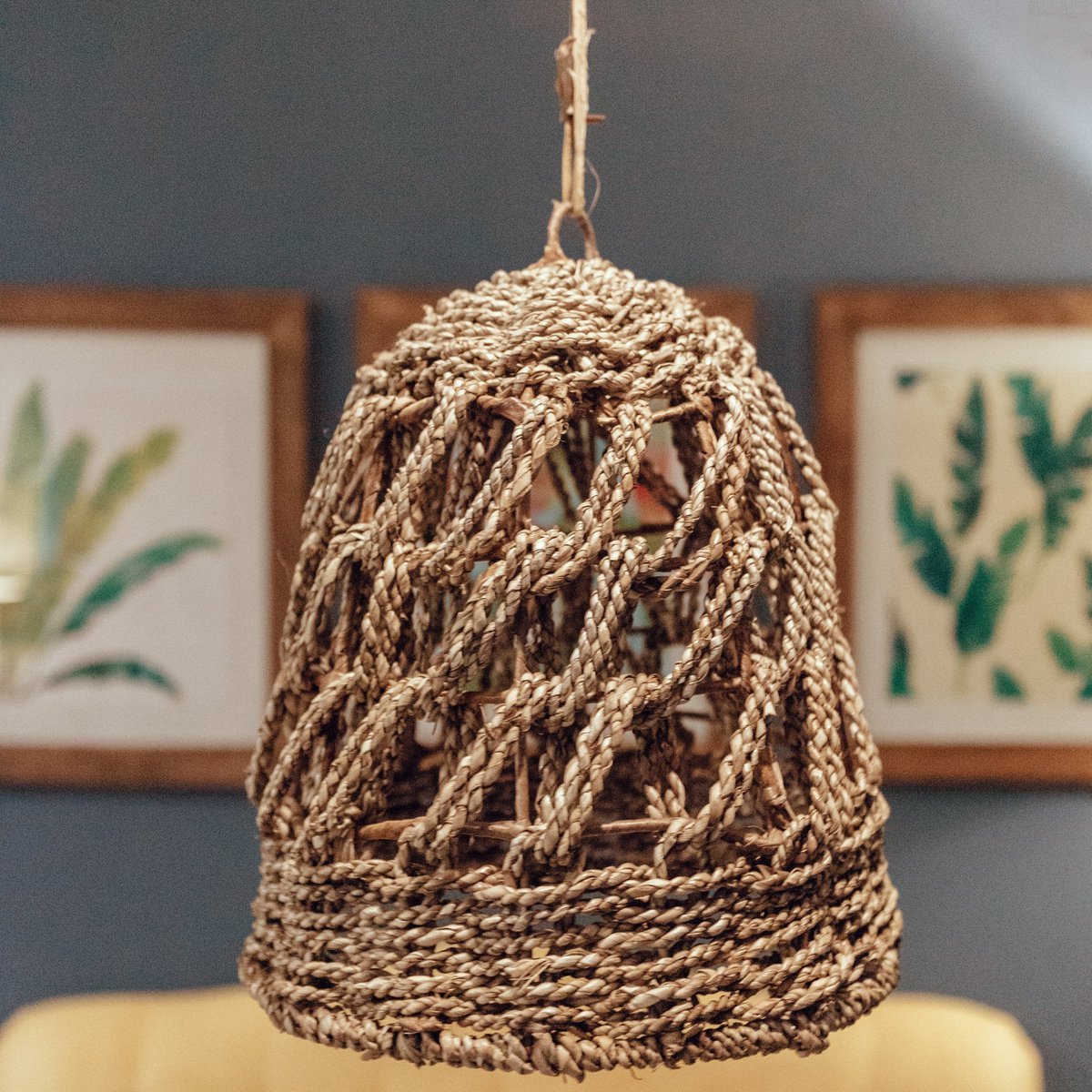 Seagrass lampshade adding cozy style to home décor by CozyVibe

