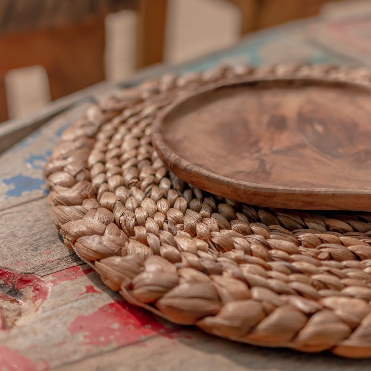 Placemat (Set of 2, 4 or 6) PANDAWA 38 cm | Boho Table Mat made of Waterhyacinth - CozyVibe.eu