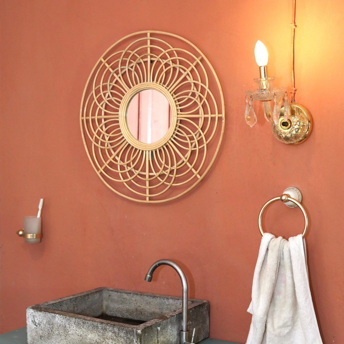 
Natural Rattan Wall Mirror PUTUK Boho Home Decoration | CozyVibes
