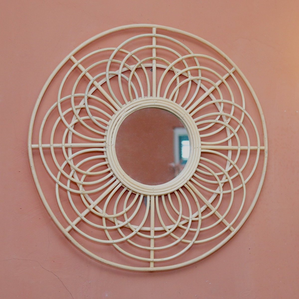 PUTUK Round Rattan Mirror 58cm Handmade Boho Wall Decor | CozyVibes
