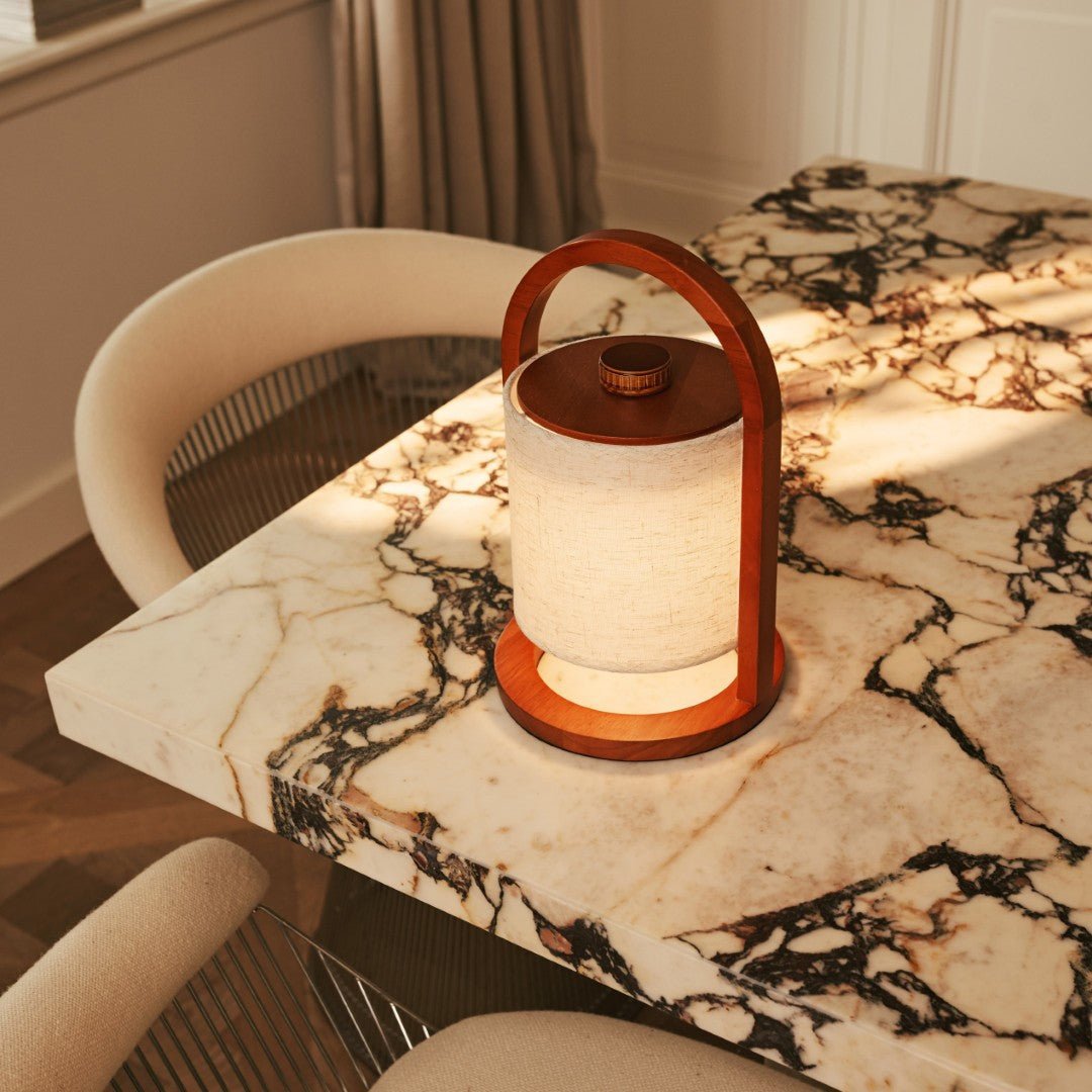 River Chestnut Lamp – Wooden Rechargeable Cordless Light Dimmable - CozyVibe.eu