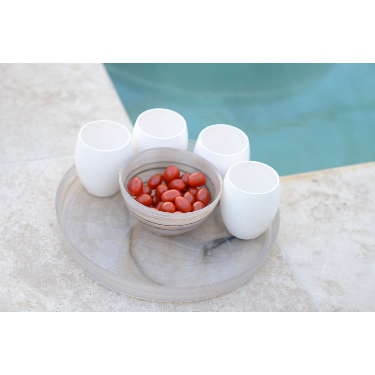 Handmade beige glass bowl, perfect for home decoration and kitchen use | CozyVibe

