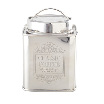 Silver Coffee Box – Airtight Stainless Steel Storage - CozyVibe.eu