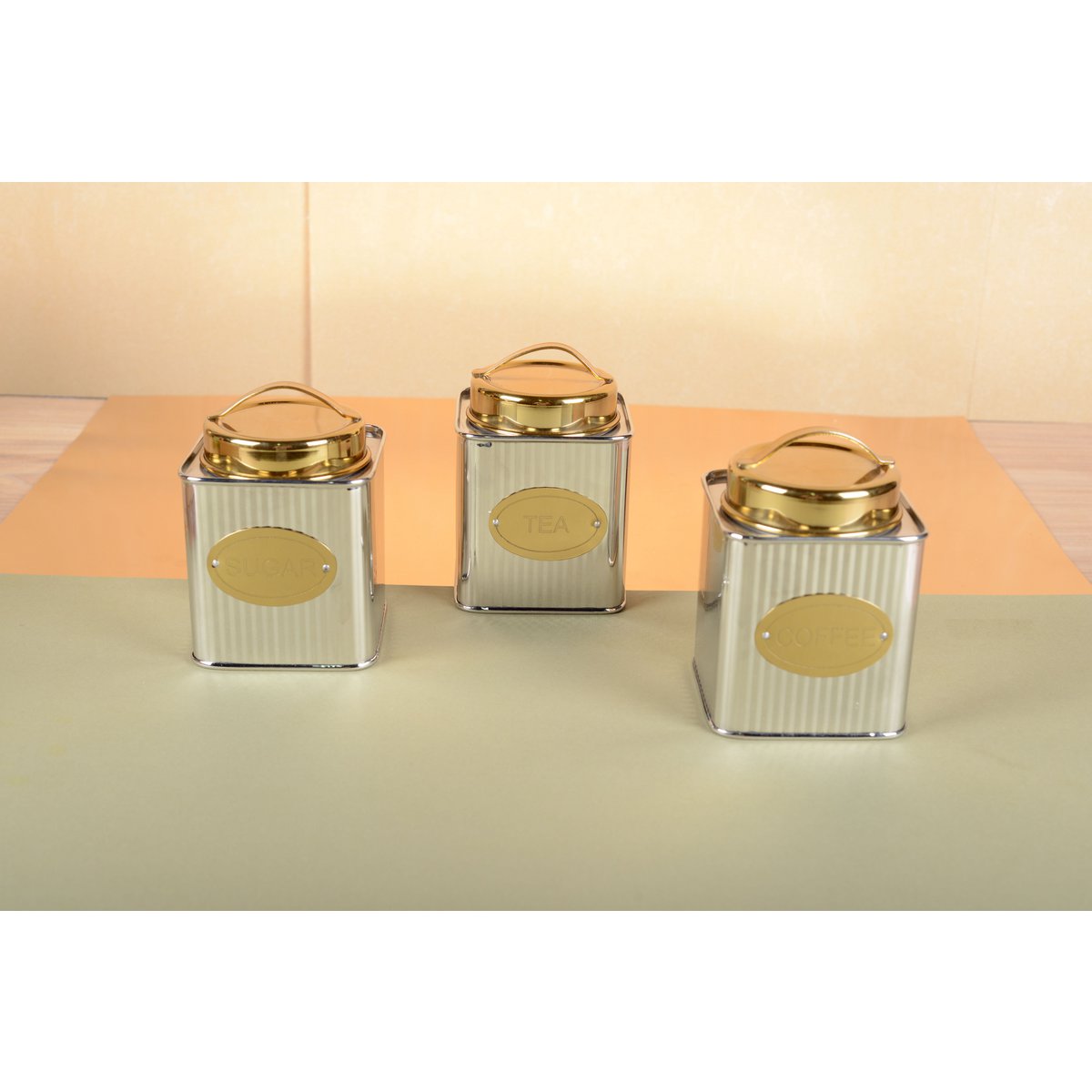 Silver & Gold Coffee Box – Airtight Stainless Steel Storage - CozyVibe.eu
