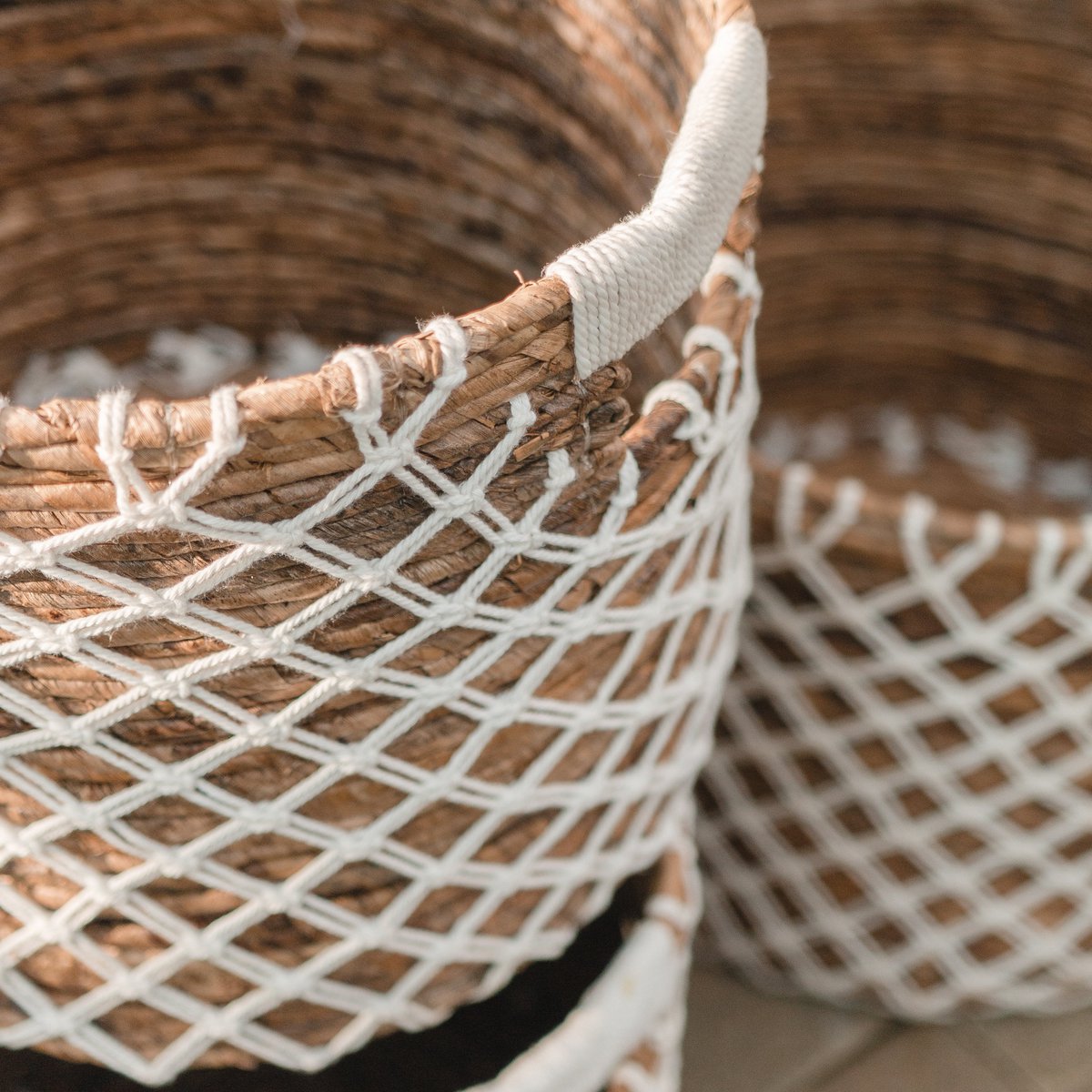 Storage Basket PURA | Plant Basket | Laundry Basket (white) made from Banana Fibre (3 sizes) - CozyVibe.eu