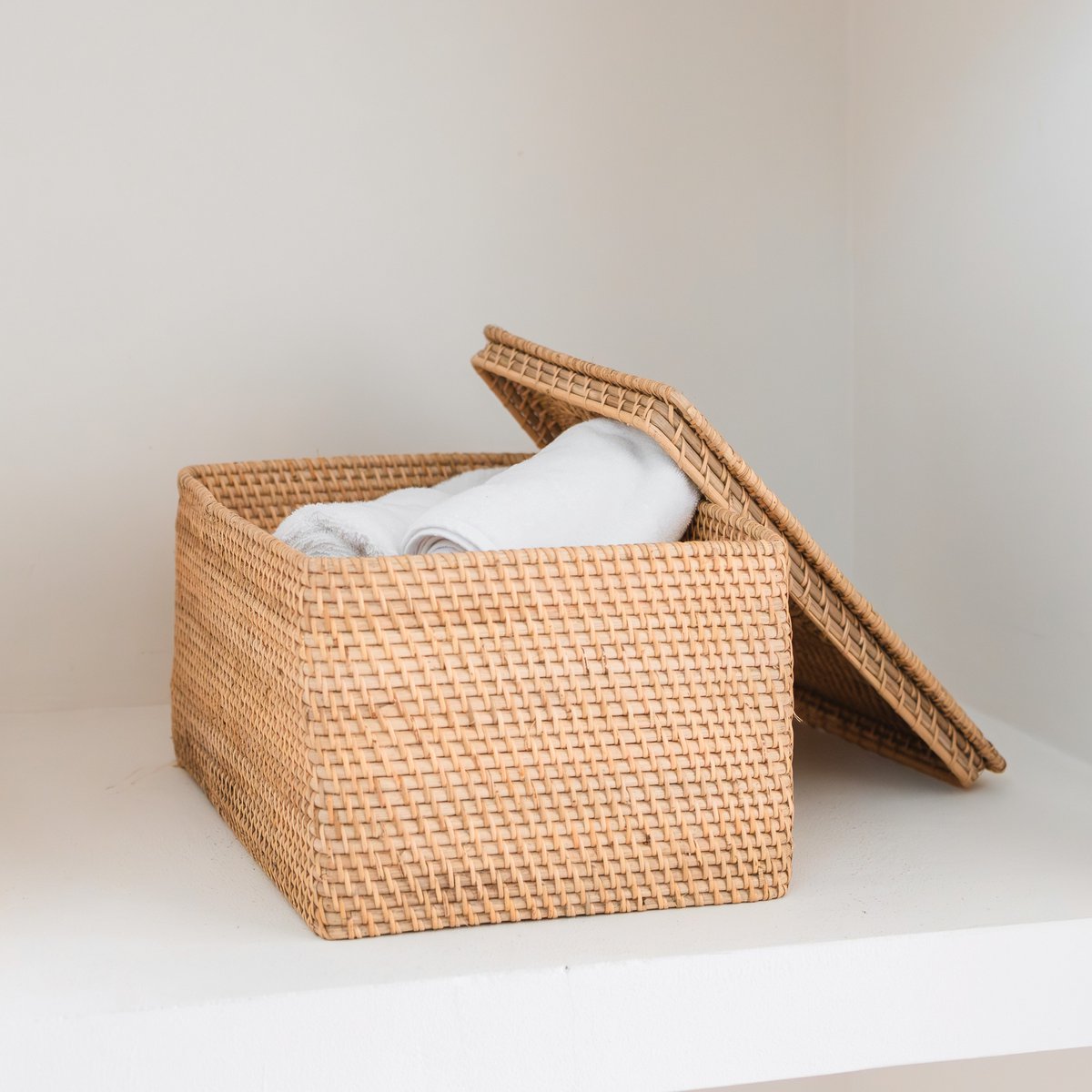 Boho-style rattan basket for living room décor by CozyVibe

