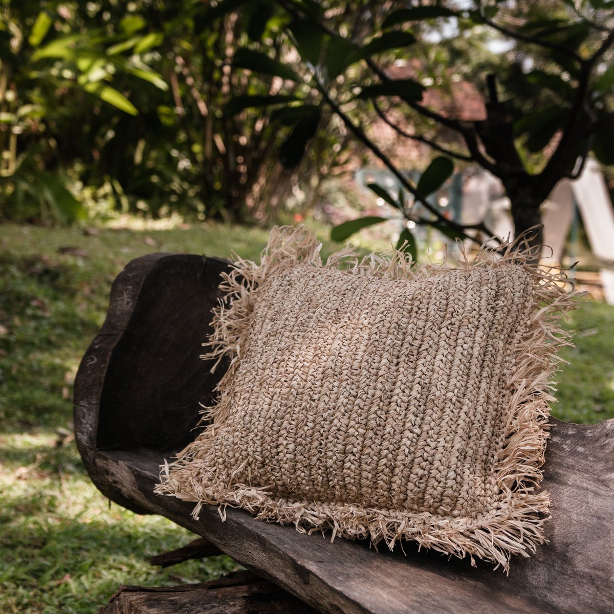 CozyVibe boho raffia throw pillow for living room décor

