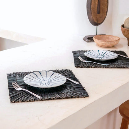 VARNA black seagrass placemat for home décor by CozyVibe

