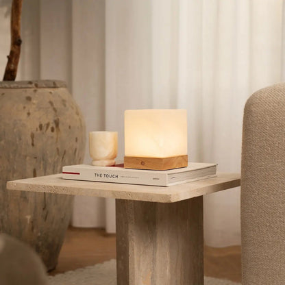 Yce Light Brown Wooden Lamp – Cordless Rechargeable Design - CozyVibe.eu