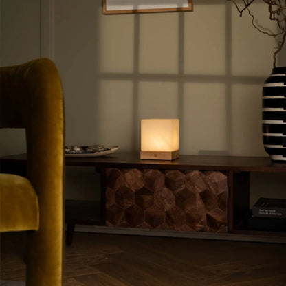 Yce Light Brown Wooden Lamp – Cordless Rechargeable Design - CozyVibe.eu