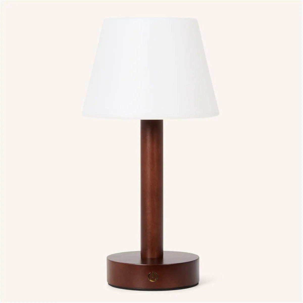 Zoë Dark Brown Wooden Lamp – Dimmable Rechargeable Design - CozyVibe.eu
